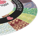 60周パーソナライズされた年、パッチワークキルト カッティングボード (角)