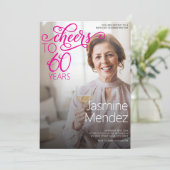 60周年おめでとうフォトオーバーレイ 誕生日パーティー 招待状 (スタンド正面)