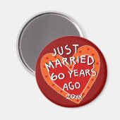 60周年または任意の年のハートお洒落ギフト マグネット (正面/裏面)