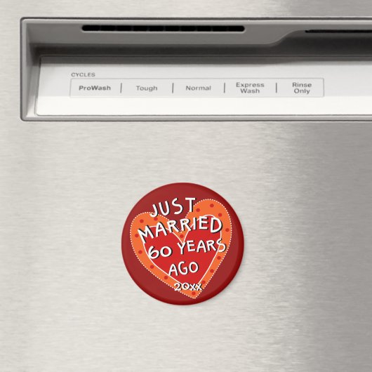 60周年または任意の年のハートお洒落ギフト マグネット (インサイチュ (食洗機))