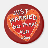 60周年または任意の年のハートお洒落ギフト マグネット (正面)