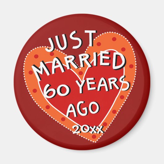 60周年または任意の年のハートお洒落ギフト マグネット (正面)