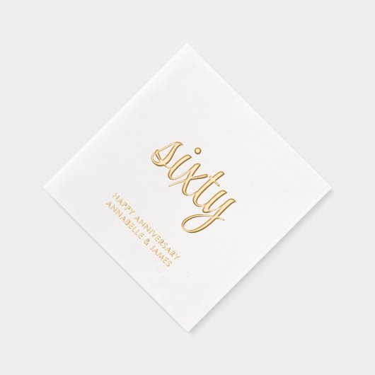 60周年エレガント金結婚箔ナプキンス 箔ナプキン (右)