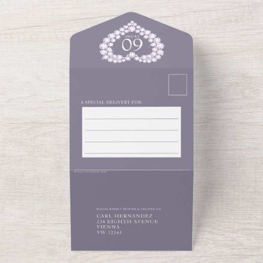 60周年ダイヤモンドウェディングアニバーサリー写真グレーの中ですべて オールインワン招待状 (外側)