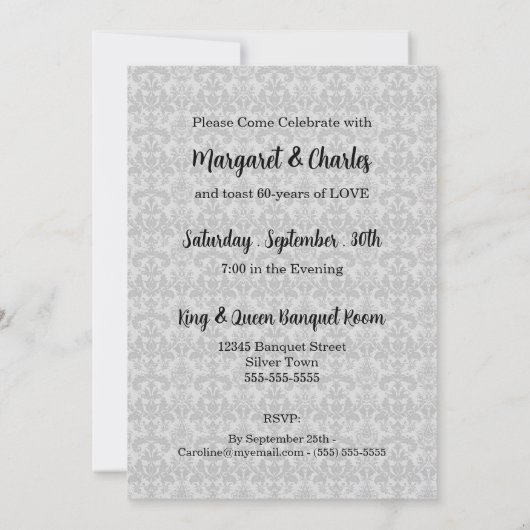 60周年ダイヤモンドウェディングアニバーサリー写真パーティー 招待状 (裏面)