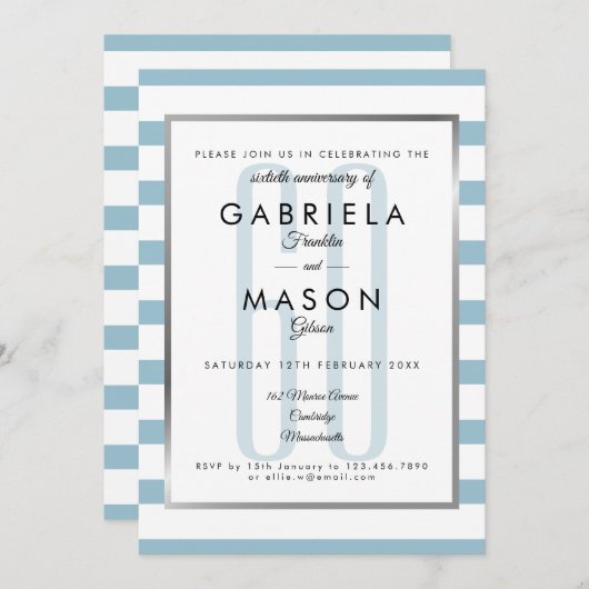 60周年ダイヤモンドウェディングアニバーサリー クラシックアートデコ 招待状 (正面/裏面)