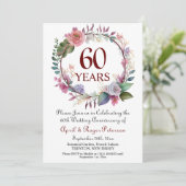 60周年ダイヤモンドウェディングアニバーサリー フラワーデザイン 招待状 (スタンド正面)