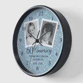 60周年ダイヤモンドウェディングアニバーサリー 2枚の写真 壁時計 (傾斜)