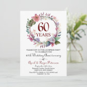 60周年ダイヤモンドサプライズ結婚記念日フラワー 招待状 (スタンド正面)