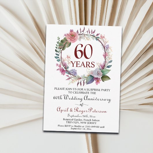 60周年ダイヤモンドサプライズ結婚記念日フラワー 招待状