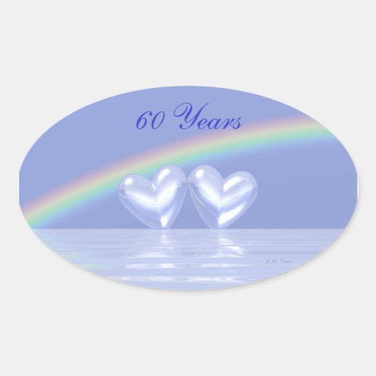 60周年ダイヤモンドハート 楕円形シール (正面)