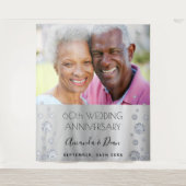 60周年ダイヤモンド婚約記念写真シルバー タペストリー (正面)