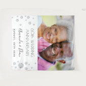 60周年ダイヤモンド婚約記念写真 白 タペストリー (正面(横))