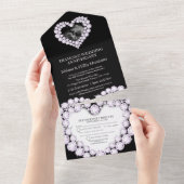 60周年ダイヤモンド婚約記念写真 黒 オールインワン招待状 (貼ってはがせる)