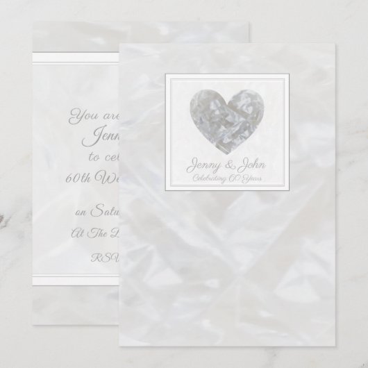 60周年ダイヤモンド婚約記念 ハート 招待状 (正面/裏面)
