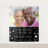 60周年ダイヤモンド婚黒写真 タペストリー (正面)