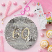 60周年ダイヤモンド結婚のエレガント金ゴールド ペーパープレート (パーティー)