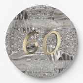 60周年ダイヤモンド結婚のエレガント金ゴールド ペーパープレート (正面)