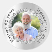 60周年ダイヤモンド結婚記念日のシルバー写真 ラウンドシール (正面)