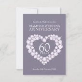 60周年ダイヤモンド結婚記念日のハート型返信カード 出欠カード (裏面)