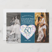 60周年ダイヤモンド結婚記念日の今と昔の写真 招待状 (正面)