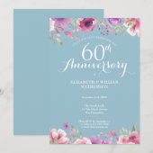 60周年ダイヤモンド結婚記念日カントリーフラワーデザイン 招待状 (正面/裏面)