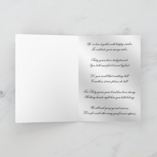 60周年ダイヤモンド結婚記念日グリーティングカード カード (内部)