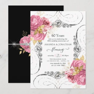60周年ダイヤモンド結婚記念日パーティー招待状 招待状