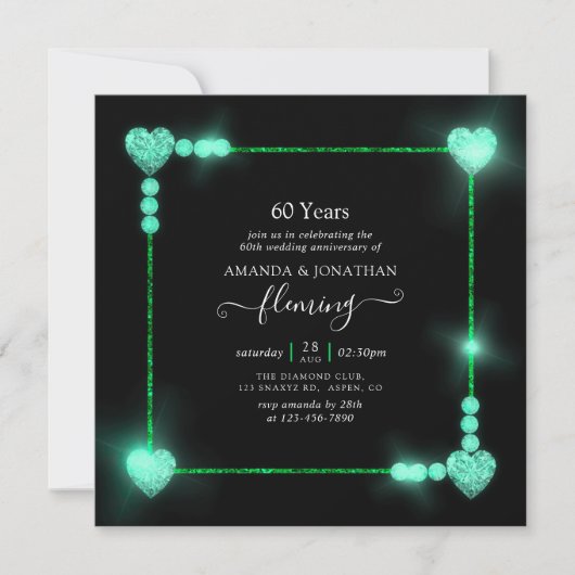 60周年ダイヤモンド結婚記念日パーティー招待状 招待状 (正面)