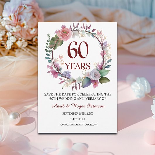 60周年ダイヤモンド結婚記念日フラワー セーブザデート