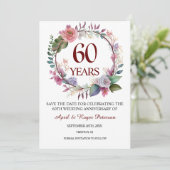 60周年ダイヤモンド結婚記念日フラワー セーブザデート (スタンド正面)