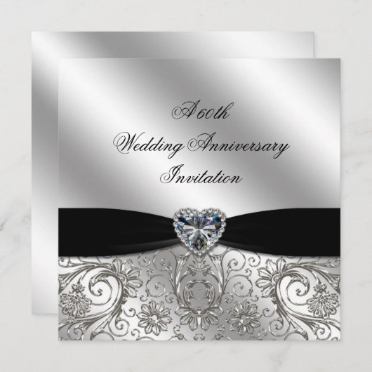 60周年ダイヤモンド結婚記念日招待状 招待状 (正面/裏面)