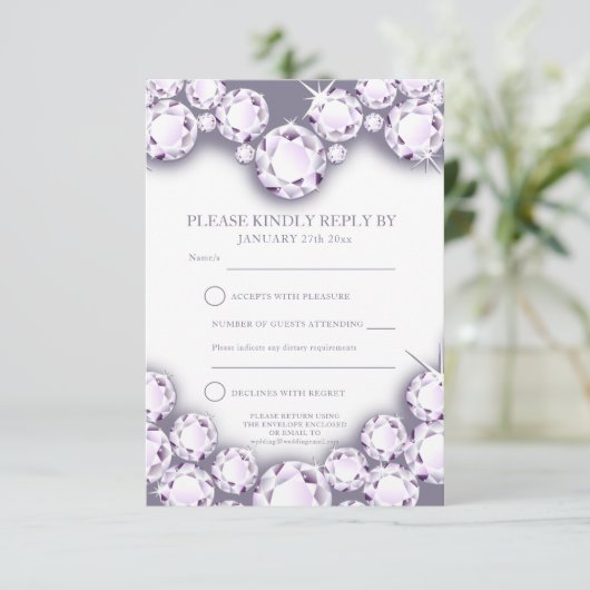 60周年ダイヤモンド結婚記念日 ハート返信カード 出欠カード (スタンド正面)