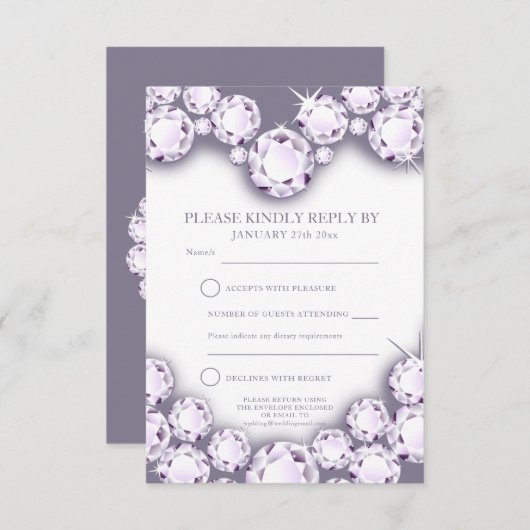 60周年ダイヤモンド結婚記念日 ハート返信カード 出欠カード (正面/裏面)