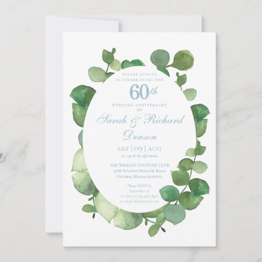 60周年ダイヤモンド結婚記念日 ユーカリ 招待状 (正面)