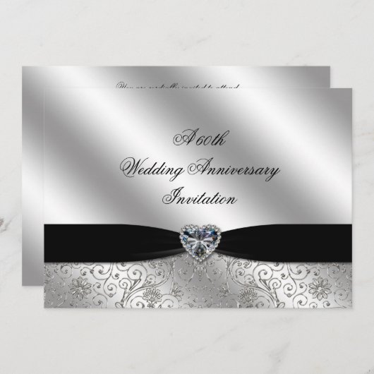 60周年ダイヤモンド結婚記念日 7x5 招待状 (正面/裏面)