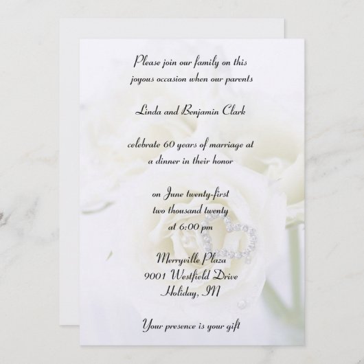 60周年ダイヤモンド記念日お祝い 招待状 (正面/裏面)