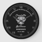 60周年ダイヤ結婚モンドの贈パーソナライズされたり物 ラージ壁時計 (正面)