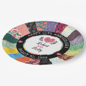 60周年パーソナライズされたパッチワークキルト ペーパープレート (アングル)