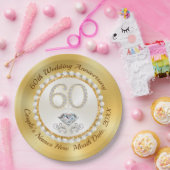60周年パーソナライズされた紙プレート、 ペーパープレート (パーティー)