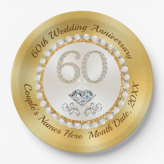 60周年パーソナライズされた紙プレート、 ペーパープレート (正面)