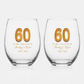 60周年パーソナライズされた ステムなしワイングラス (正面)