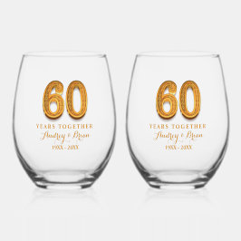 60周年パーソナライズされた ステムなしワイングラス