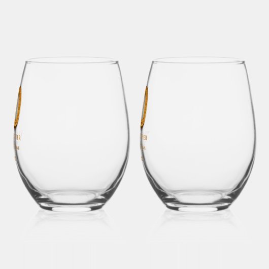 60周年パーソナライズされた ステムなしワイングラス (左)