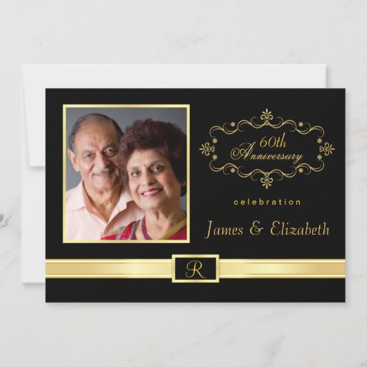 60周年パーティー招待状 - 写真付き 招待状 (正面)