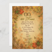 60周年パーティー招待葉っぱの秋 招待状 (正面/裏面)
