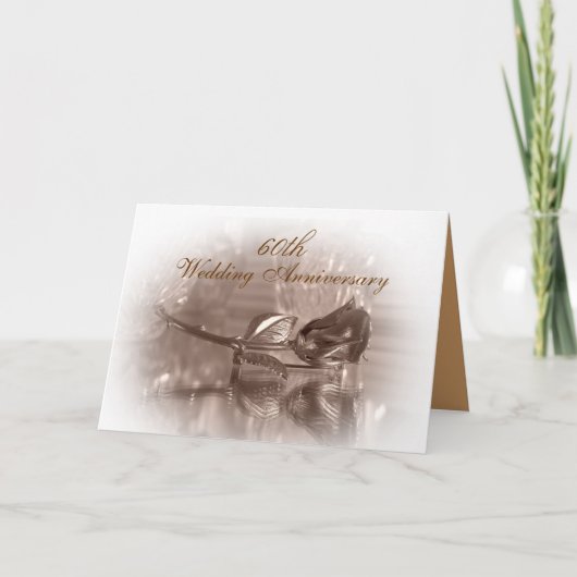 60周年パーティー招待金色のバラ 招待状 (正面)