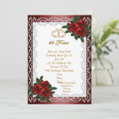 60周年パーティー招待 赤いバラ 招待状 (スタンド正面)
