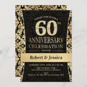 60周年パーティー - ゴールド ブラック 招待状 (正面/裏面)