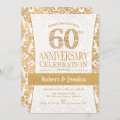 60周年パーティー - ゴールド ホワイト 招待状 (正面/裏面)